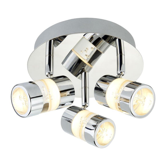 3 Light LED Bathroom Spotlight - Chrome & Acrylic, IP44 (0483BUB4413CC)