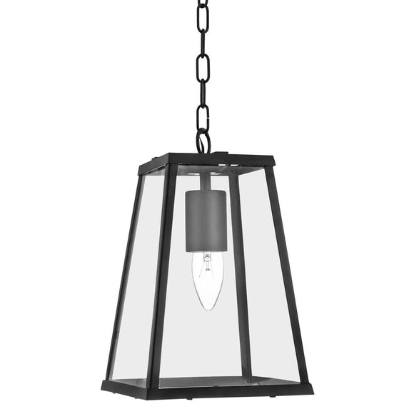 Indoor Lantern - 1 Light Pendant Matt Black with Glass (0483LAN4614BK)