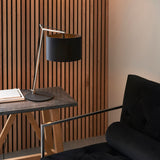 Angular table light in matt nickel with black shade (0711STY92629)