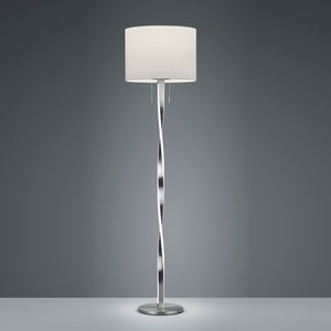 LED Integrated Floor Lamp In Matt Nickel with White Fabric Shade (1542NAN0307)