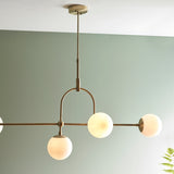 Matt antique brass linear pendant with opal glass and adjustable stem (0711GLO91893)