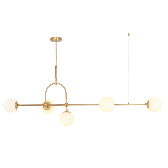 Matt antique brass linear pendant with opal glass and adjustable stem (0711GLO91893)