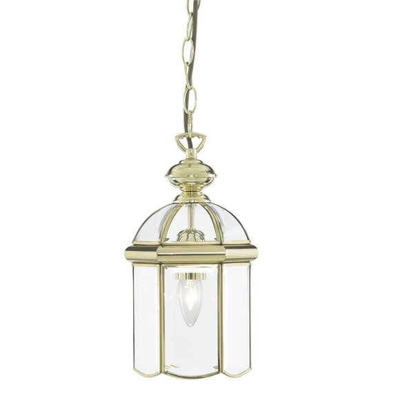 Indoor Lantern - 1 Light Domed Ceiling Pendant in Polished Brass and Glass (0483BEV5131PB)