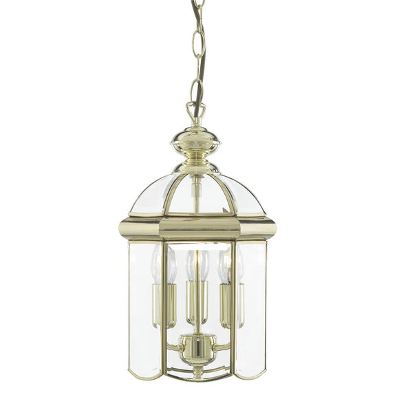 Indoor Lantern - 3 Light Domed Ceiling Pendant in Polished Brass and Glass (0483BEV5133PB)