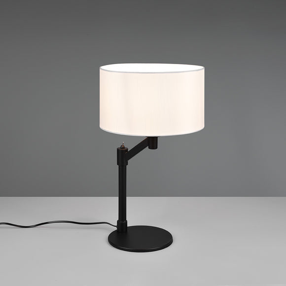 Table Lamp in Matt Black Metal with White Fabric Shade (1542CAS5144)