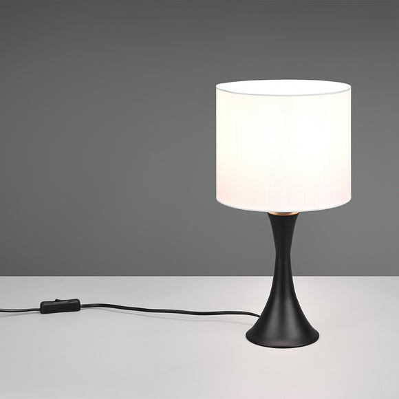 Table Lamp in Matt Black Metal with White Fabric Shade (1542SAB515700)