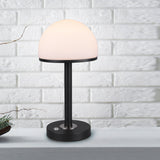 1 Light LED touch table lamp finished in Matt Black Metal with Domed Opal White Glass (1542BER132)