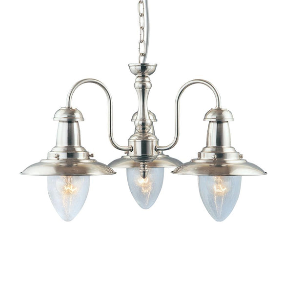 3 Light Ceiling Pendant - Satin Silver & Seeded Glass Shade (0483FISII53333SS)