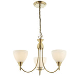 3 Light Ceiling Dual Mounted finished in Antique Brass with matt opal glass shades. (0711ALT18053AN)