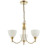 3 Light Ceiling Dual Mounted finished in Antique Brass with matt opal glass shades. (0711ALT18053AN)