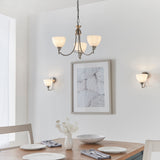 3 Light Ceiling Dual Mounted finished in satin silver with matt opal glass shades. (0711ALT18053SC)
