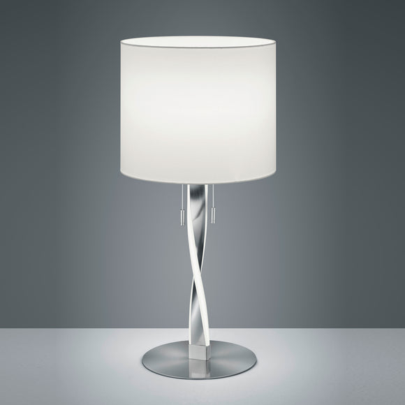 LED Integrated Table Lamp In Matt Nickel with White Fabric Shade (1542NAN0307)