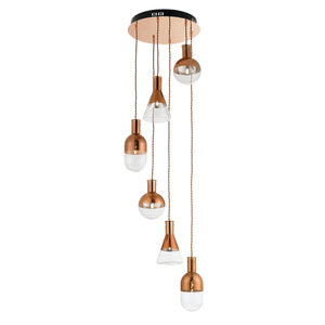 6 Light Ceiling Fitting finished in Copper (0711GIA6CO)