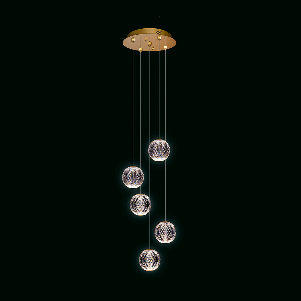 Glittering LED 5 Light Round Pendant in Gold (1476DIAMD2000) – Harrison ...