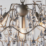 Aged silver branch chandelier with glass droplets (0711BRA90301)