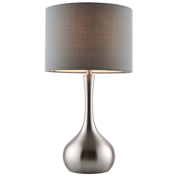 Stylish Satin Nickel Touch Table Lamp comes with Grey Shade (0177PIC61192)