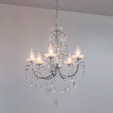 5 Light Semi Flush finished in Chrome with clear crystal detail and droplets (0711TAB61384)