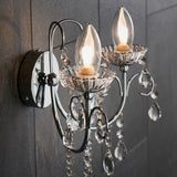 Twin light Wall Light finished in Chrome with clear crystal detail and droplets (0711TAB61385)
