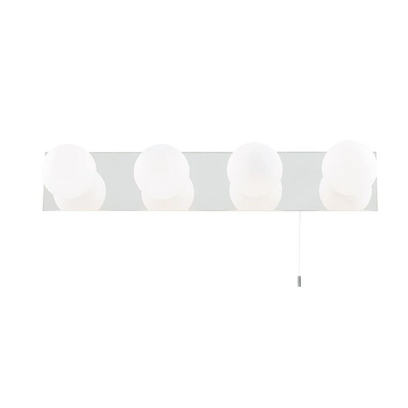 4 Light LED Wall Light - Chrome, Mirror & Opal Glass, IP44 (0483GLO63374LED)