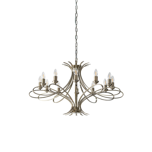 An impressive 12-light pendant finished in brushed brass effect plate (0711PENCA7P12BB)