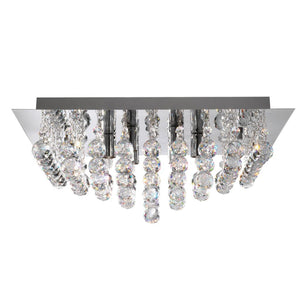 6 Light Flush Ceiling Light - Chrome & Clear Crystal (0483HAN64066CC)