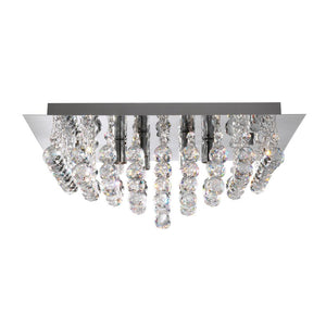 8 Light Square Flush Ceiling Light - Chrome & Clear Crystal (0483HAN64088CC)