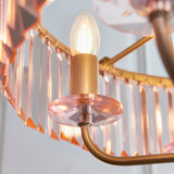 6 light Chandelier Champagne with Rose Pink Glass (0711ART91942)