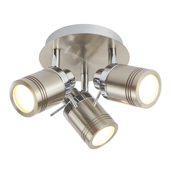 3 Light Bathroom Round Spotlight- Satin Silver IP44 (0483SAM6603SS)