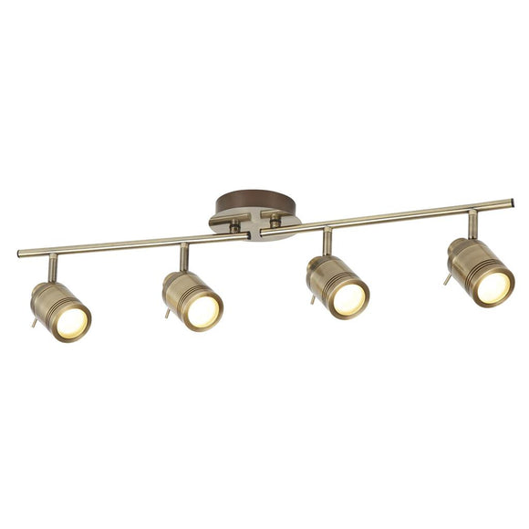4 Light Bathroom Split Bar Spotlight- Antique Brass IP44 (0483SAM6604AB)