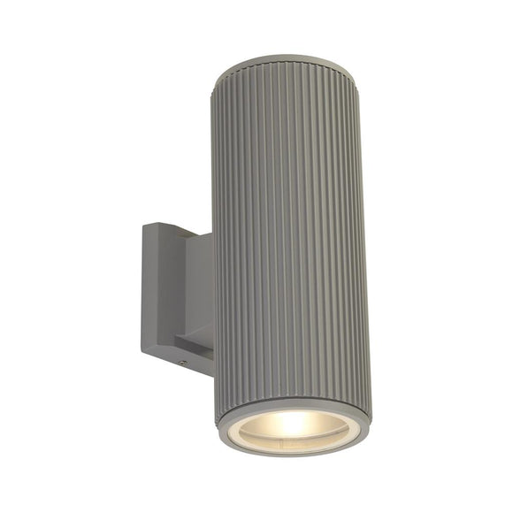2 Light Outdoor Wall Light - Grey with Glass Diffuser (0483HAM6872GY)