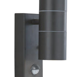 LED 2 Light Outdoor (up/down) Wall Light with PIR Sensor - Silk Black and Glass (0483MET70082BK)