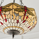 Tiffany Style Beige Medium Inverted 3 Light Pendant (0711DRA70759)