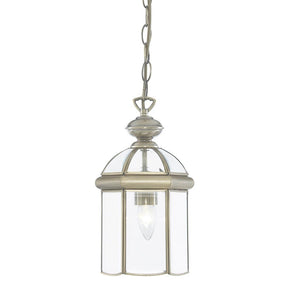 Indoor Lantern - 1 Light Domed Ceiling Pendant in Antique Brass and Glass (0483BEV7131AB)
