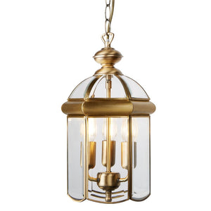 Indoor Lantern - 3 Light Domed Ceiling Pendant in Antique Brass and Glass (0483BEV7133AB)