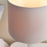 USB Table Lamp in bright nickel plate with a mink faux silk shade (0711SYO72175)
