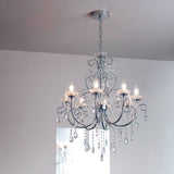 8 Light Pendant finished in Chrome with clear crystal detail and droplets (0711TAB72561)