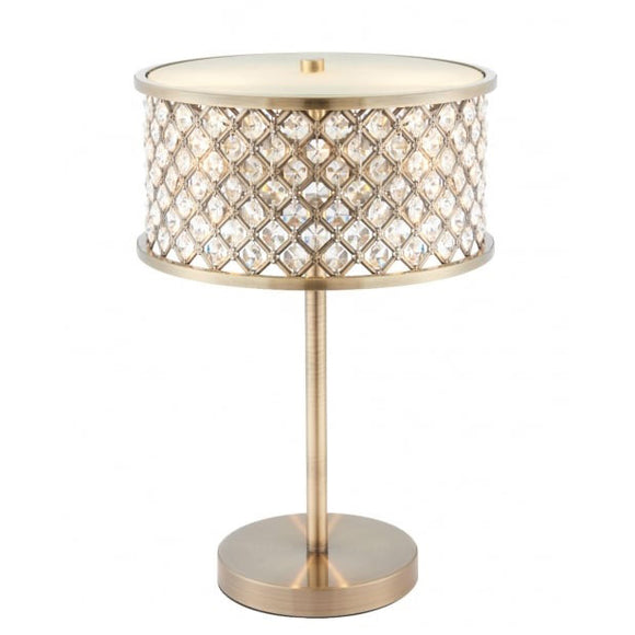 Crystal and Antique Brass Table Lamp (0711HUD72749)