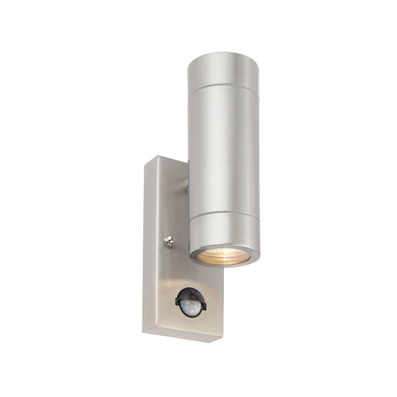 Up Down Security 2 light wall light with PIR - Stainless Steel (1419PAL75430)