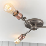 3 Light Semi Flush Fitting finished in aged pewter and aged copper (0711HAL76124)