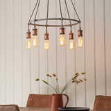 6 Light Pendant finished in aged pewter and aged copper (0711HAL76337)