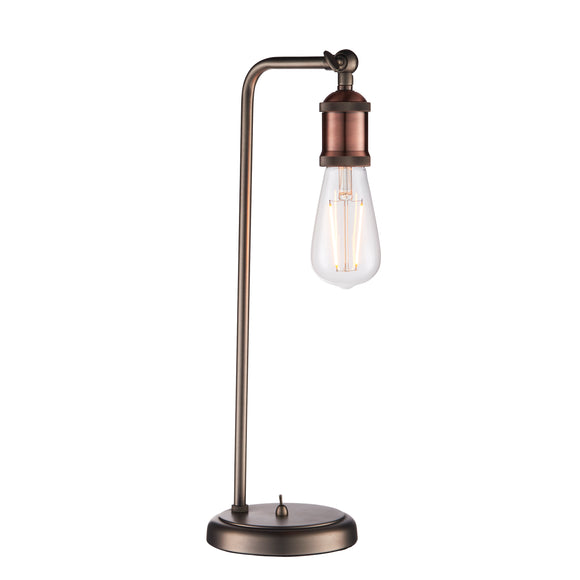 An industrial styled table light, finished in aged pewter and aged copper (0711HAL76339)