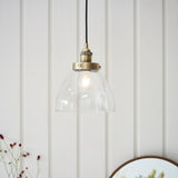 1 Light Pendant in Antique Brass Finish with Clear Glass Shades (0711HAN77272)