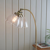 1 Light Task Floor Lamp in Antique Brass with Clear Glass Shades (0711HAN77860)