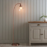 1 Light Task Floor Lamp in Aged Copper with Clear Glass Shades (0711HAN77862)
