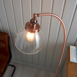 1 Light Task Floor Lamp in Aged Copper with Clear Glass Shades (0711HAN77862)