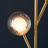 3 Light Satin Brass Floor Light with Clear Ribbed/Frosted Glass (071196693)