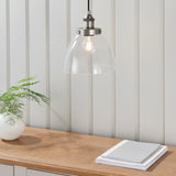 1 Light Pendant in Brushed Silver Finish with Clear Glass Shades (0711HAN91738)