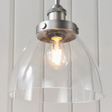 1 Light Pendant in Brushed Silver Finish with Clear Glass Shades (0711HAN91738)