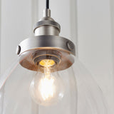 1 Light Pendant in Brushed Silver Finish with Clear Glass Shades (0711HAN91738)
