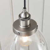 1 Light Pendant in Brushed Silver Finish with Clear Glass Shades (0711HAN91738)